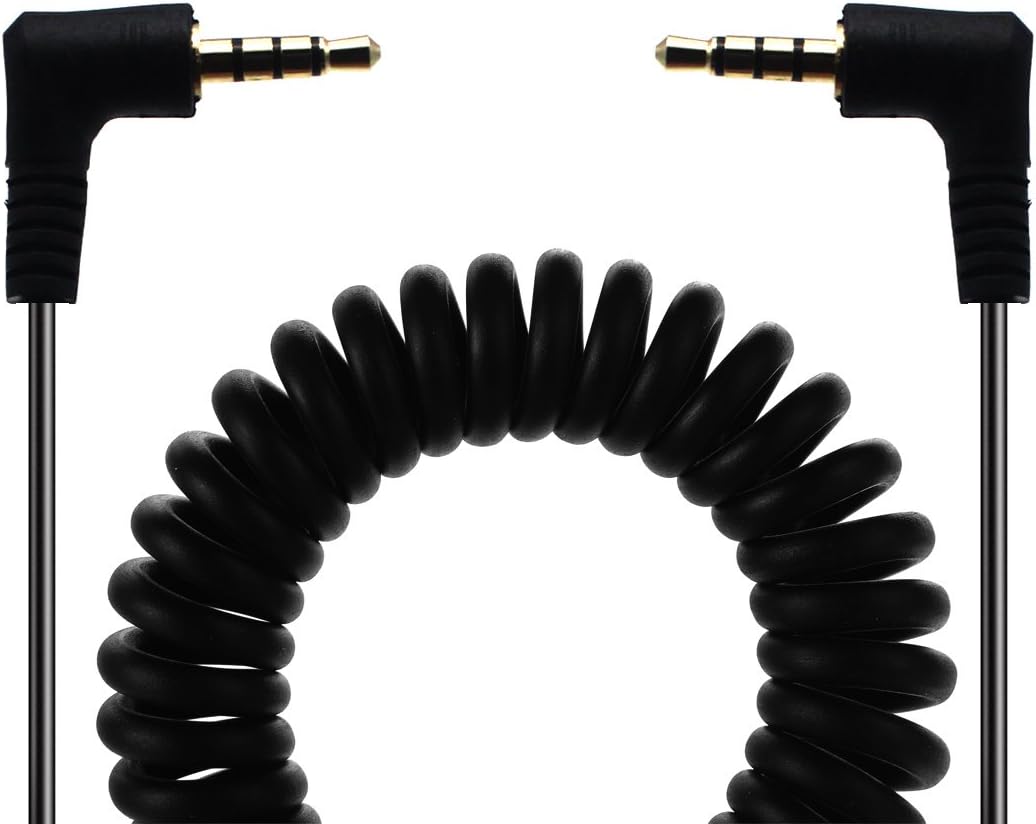 LOKEKE 3.5mm Male to 3.5mm Male TRRS Audio Spring Cable for iPhone/iPhone 8/iPhone X/iPhone 7/iPhone 7 Plus, Headphones