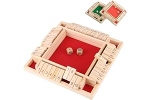 Funny Family Games-Shut The Box Board Game,2-4 Player Family Wooden Board Table Math Games,Wooden Shut TheBoxGame,Classics Ta