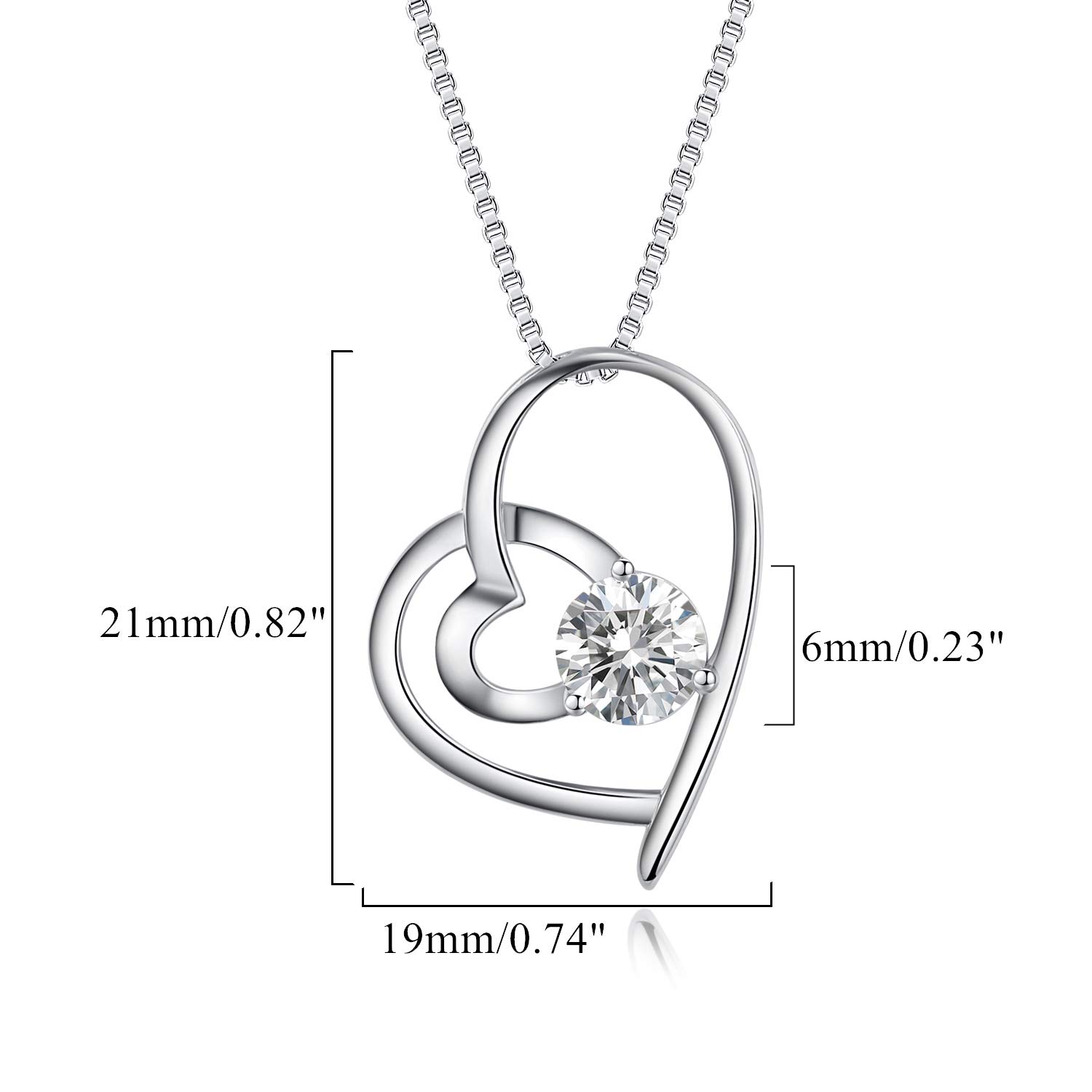 Abiguelle Damen Schmuck, Halskette Silber mit Herz Anhänger 925 Sterling Silber Zirkonia, Schmuck mit Etui 45cm, Weiß