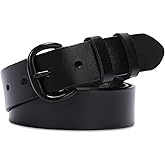 WHIPPY Women Leather Belt for Jeans Pants Dresses Black Ladies Waist Belt with Pin Buckle