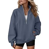 AUTOMET Womens Quarter Zip Oversized Sweatshirts Teen Fleece Pullover Hoodies 2026 Mock Neck Sweater Fall Workout Jacket