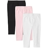 The Children's Place Girls Capri Leggings, Black/Shell/White 3 Pack, X-Large