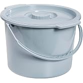 Drive Medical Commode Pail with Lid 12 Quart Gray, 2.38 Pound | Commode Bucket