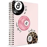 KDHTY Preppy Trendy Leopard Print Y2K Luck 8 Ball Spiral Notebook Journal,Pink Aesthetic Girly Notebook for Teens Girls Back to School Hardcover Notebook for Work School Office Supplies,5.5x8.3