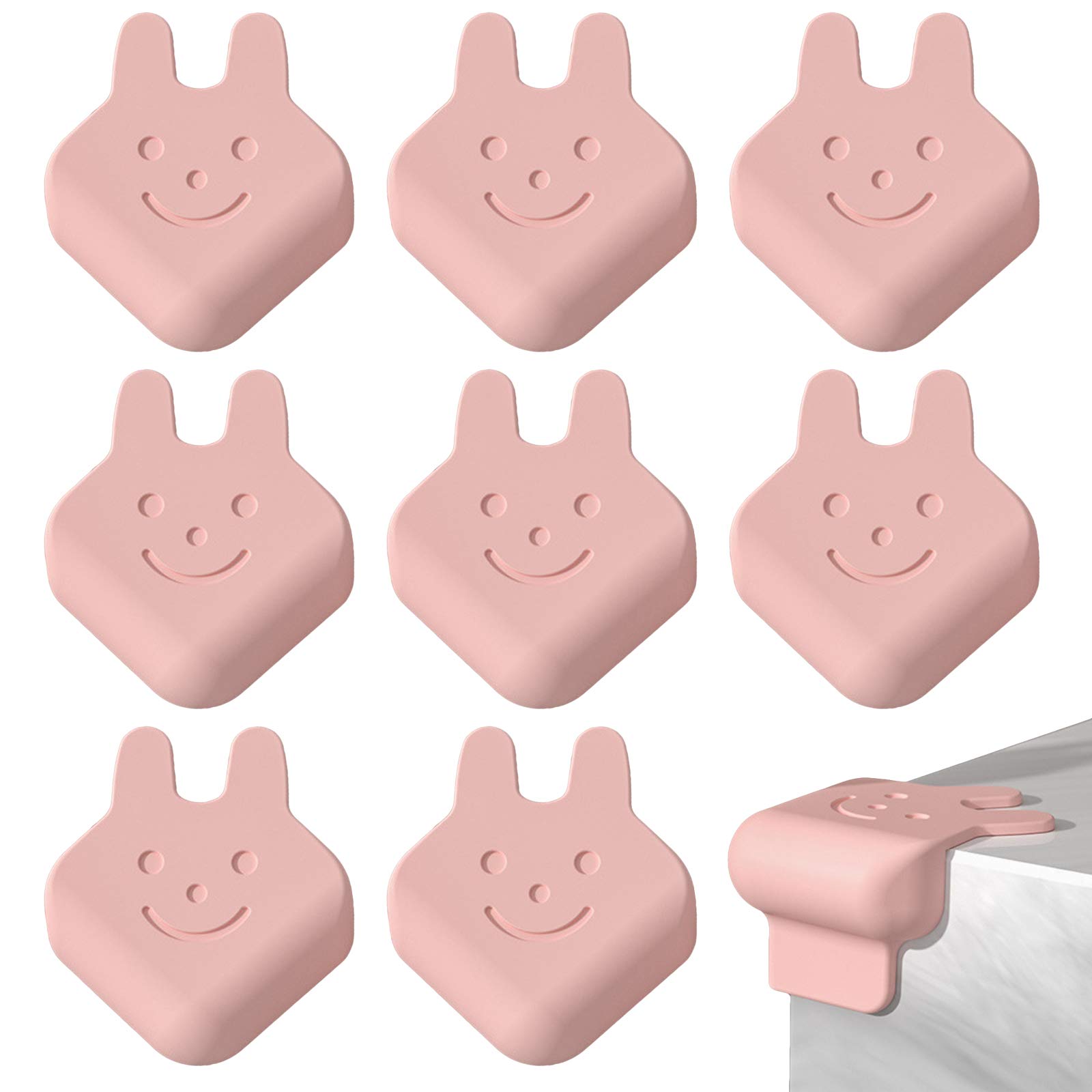 Elinala Corner Protectors for Kids, Table Corner Protectors, 8PCS Self-Adhesive Silicone Cartoon Child Rabbit Safety Protective Cover for Table Corners, Furniture Corners (Pink)