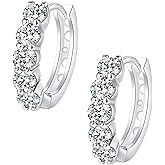 Moissanite Hoop Earrings, Huggie Hoops Sterling Silver Hoops Earrings for Women