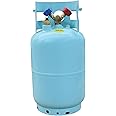 Mastercool 67010 30 lb Refrigerant Recovery Cylinder with Float Switch, DOT-Approved, 1/2" Acme Connections, HP295 Steel, Blue (No Refrigerant Included)