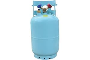 Mastercool 67010 30 lb Refrigerant Recovery Cylinder with Float Switch, DOT-Approved, 1/2" Acme Connections, HP295 Steel, Blu