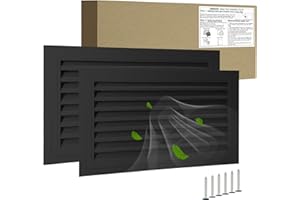 JONRIOX 24"*16" Gable Vent,Aluminum Alloy Wall Vent Shed Vents,with Removable Strainer and 180 Degree Opening Angle.Ideal for Attic,Shed,Garage,Play House,Coop.[Inside Dimensions:22"w X 14"h]-Black 2 Pack