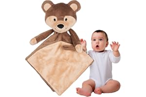 Riff Raff Sleep Soother Sleep Aid Lullaby for Newborn/Baby 0+ Months, Portable White Noise Plush Sound Machine, Heartbeat & White Noise Plush, Washable Stuffed Animals for Babies w/Velcro Strap - Bear