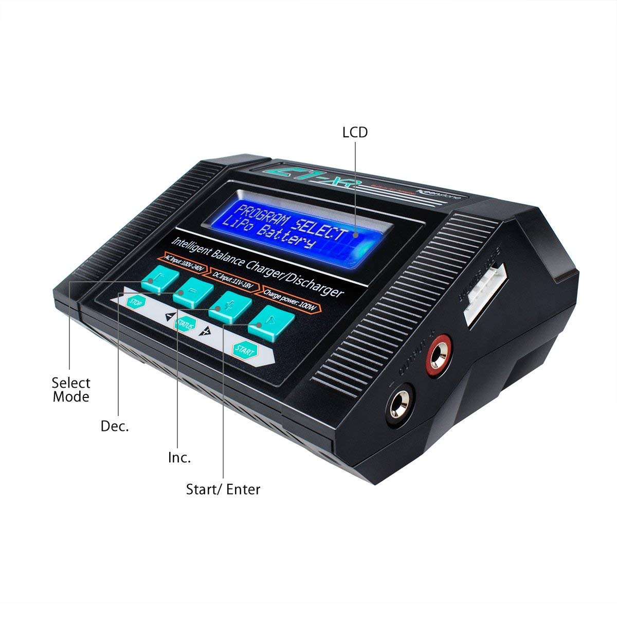 Keenstone Lipo Battery Charger Discharger with Low Voltage Checker 10A 100W AC/DC 1S-6S Digital Battery Pack Charger for Li-Po Li-Hv Li-Ion Li-Fe NiMH Ni-Cd Pb