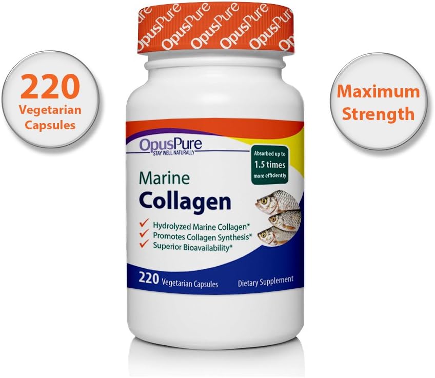 Opus Pure Deep Hydration Marine Collagen Supplement – Anti-Wrinkle and Anti-Oxidant – 220 Capsules