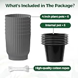 T4U 6 Pack 10cm Self Watering Plant Pots Indoor Grey Plastic view 6