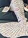 DDMY Mermaid Tail Blanket for Kids, Teens and Adult, Handmade Wave Blankets Crochet Knitting, White