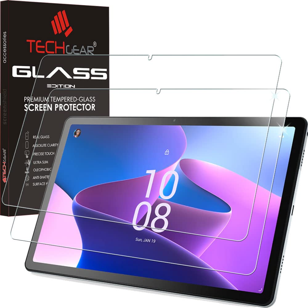TECHGEAR GLASS Edition [2 Pack] Screen Protector fits Lenovo Tab M10 Plus 3rd Gen 2022 (10.6") TB125 / TB128, Genuine Tempered Glass Screen Protectors [9H] [HD Clarity] [Scratch-Resistant] [No-Bubble]