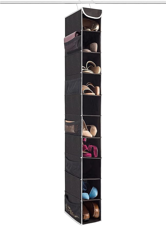 DOUBLE R BAGS Hanging Shoe Organizer for Closet with Side