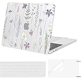 MOSISO Compatible with MacBook Pro 13 inch Case M2 2026, 2025, 2024-2016 A2338 M1 A2251 A2289 A2159 A1989 A1708 A1706, Plastic Meadow Floral Hard Shell Case&Keyboard Cover&Screen Protector,Transparent