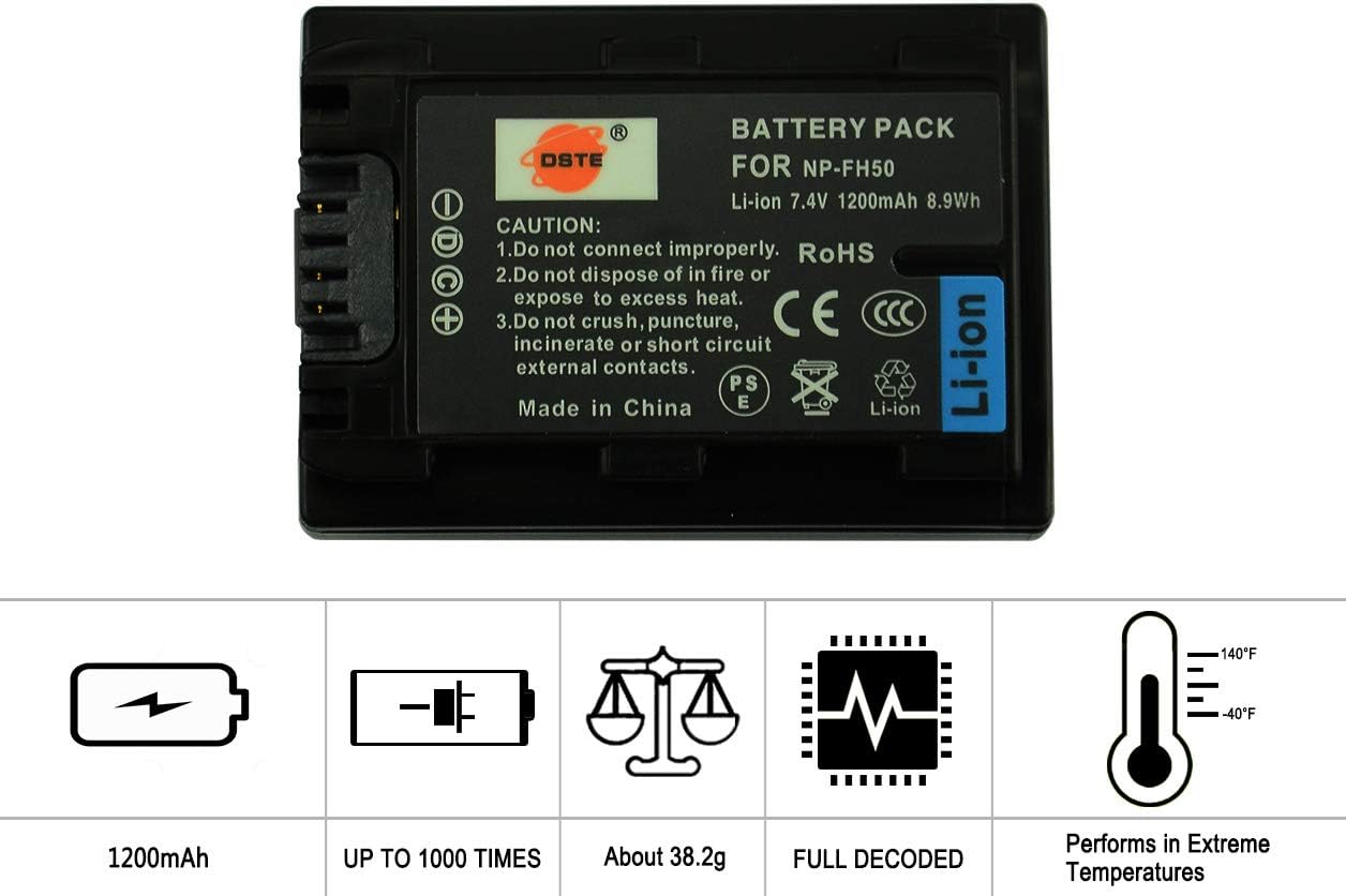 DSTE 2PCS NP-FH50 Battery Charger Set Compatible for Sony DSLR-A230, DSLR-A290, DSLR-A330, DSLR-A380, DSLR-A390, DSC-HX1 - Image 4