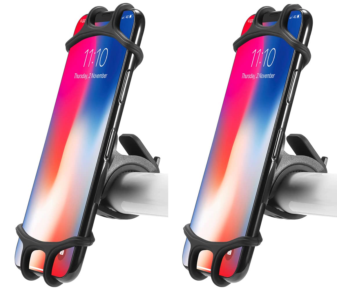 ZOESON Bike Phone Holder, Bicycle Handlebar Brackets, 360 degree Rotation for 4.0-7.0 inch Mobile Cellphhone (2pcs/pack)