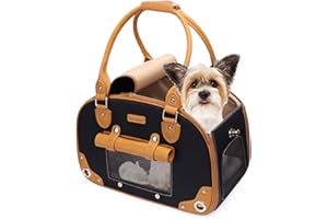 PetsHome Dog Carrier Purse, Pet Carrier, Cat Carrier, Foldable Waterproof Premium Nylon Pet Travel Portable Bag Carrier for Cat and Small Dog Home/Outdoor Black