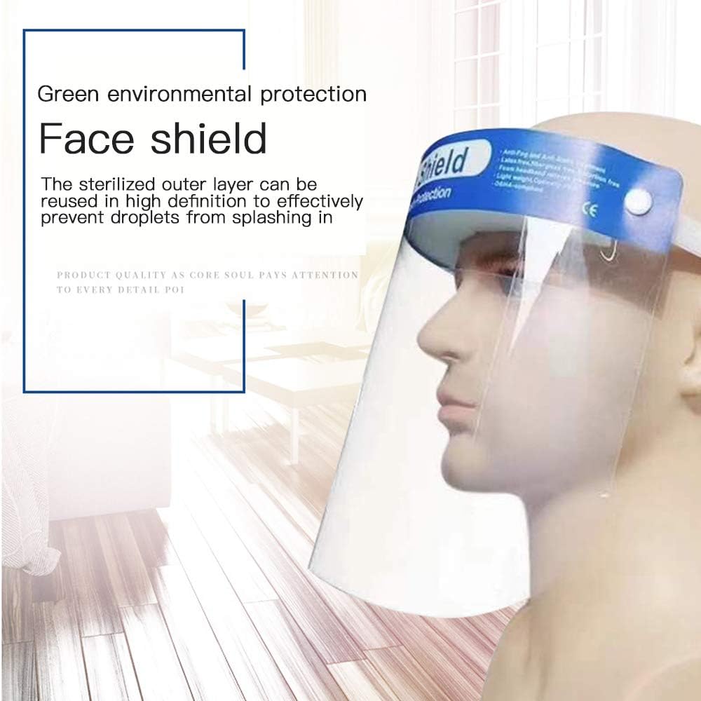 Petilleur 5pc Anti Splash Transparent Full Face Shield Hat Visor High Definition Adjustable Protection Cover Anti Droplet Mouth Face Mask