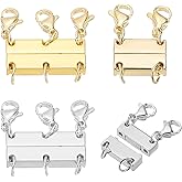 PATIKIL Necklace Layering Clasps, 4Pcs Jewelry Separators Jewelry Clasps and Closures Suction Up and Down Lobster Clasp for Necklace Bracelet Chain, Gold/Silver