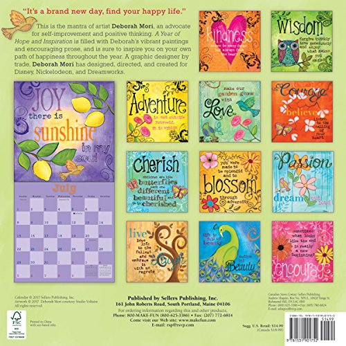 A Year Of Hope And Inspiration 2025 Wall Calendar – 12x12 Inches, By Deborah Mori, With Uplifting Art & Quotes