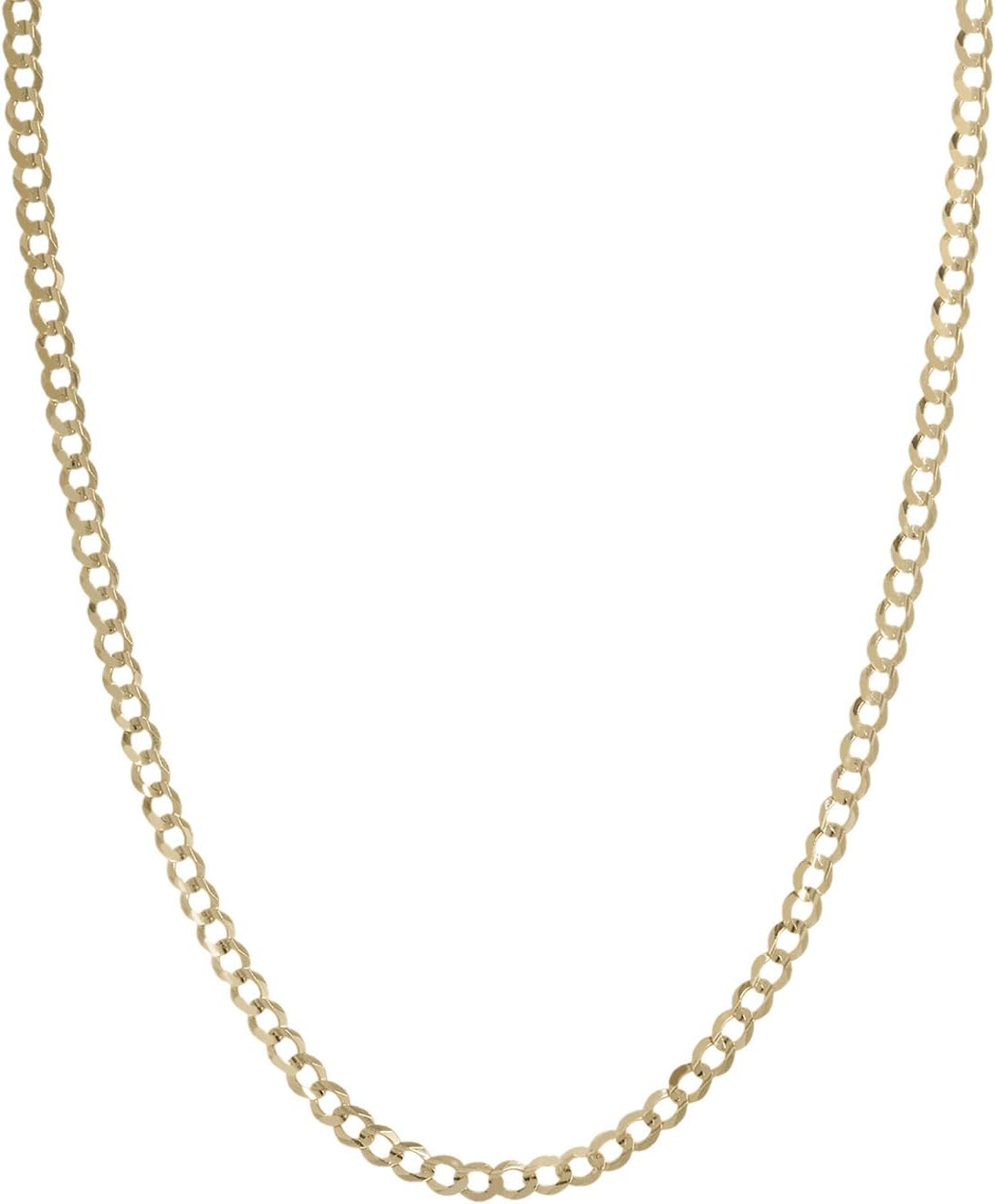 14K Solid Yellow Gold 3.2MM, 4.5MM, 5.5MM, 7MM and 8MM Thick Heavyweight Cuban Curb Link Chain Necklace or Bracelet- Lobster Claw