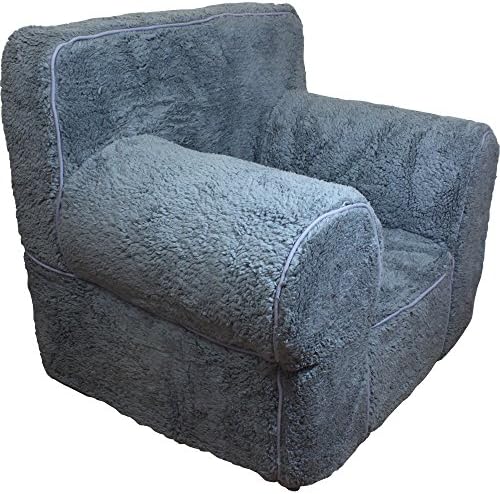 CUB CHAIRS Comfy Oversize Grey Sherpa Kid's Chair with Machine Washable Removable Cover