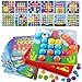 POKONBOY Button Art Color Matching Mosaic Pegboard Puzzle Games Early Learning Educational Toys for Boys and Girls