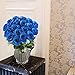 GTIDEA Silk Roses Artificial Flower Bouquet 18 Heads Bridal Home Garden Office Dining Table Wedding Decor Blue