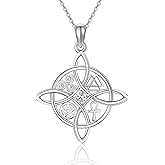 YAFEINI Sterling Silver Witches Knot Pendant Necklace - Celtic Cross Witch Jewelry Amulet Gifts for Women