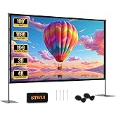 Projector Screen with Stand - 100 Inch Portable Projector Screen Outdoor Indoor Projector Screen 16:9 4K HD Outdoor Movie Scr