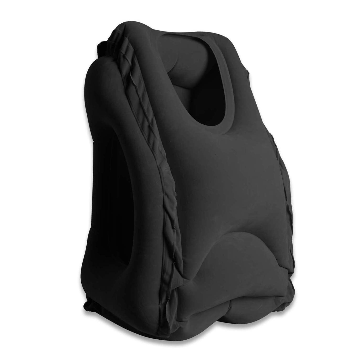Inflatable Travel Pillow, WOWGO Airplane Neck Pillow Comfortable Pillows with Arms for Outdoor Travelling Camping, Air Planes, Trains, Cars, Buses and Indoor Office Napping [Updated Version] (Black)