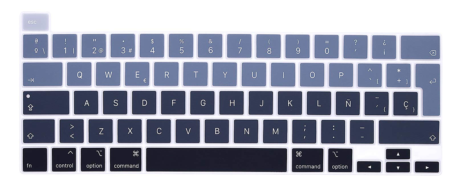 MMDW Spanish Language ESP Silicone Keyboard Cover Skin for MacBook Pro 16 2019 A2141 for MacBook New Pro 13.3 inch A2338 M1/A2251/A2289 with Touch Bar & Touch ID European Version(Ombre gray)