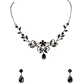 Faship Gorgeous CZ Crystal Floral Necklace Earrings Set