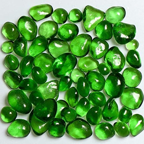 My Fireplace Glass - 1 Pound Pebble Fireplace Glass - 1/4-3/8 Inch Size 2, Green Apple Colored