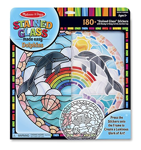 Melissa & Doug Stained Glass Made Easy Craft Kit: Dolphins - 180+ Stickers