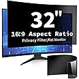 DEJIMAX 32 Inch Curved Computer Privacy Screen Filter for 16:9 Widescreen Computer Monitor Computer Screen Protector Computer Screen Privacy Shield Anti Glare and Blue Light