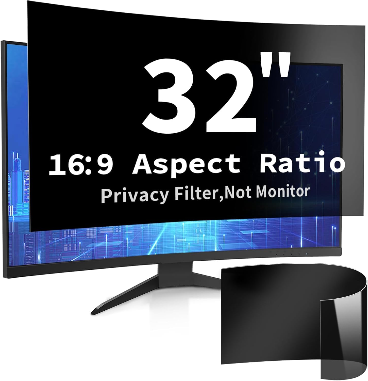 Photo 1 of DEJIMAX 32 Inch Curved Computer Privacy Screen Filter for 16:9 Widescreen Computer Monitor Computer Screen Protector Computer Screen Privacy Shield Anti Glare and Blue Light