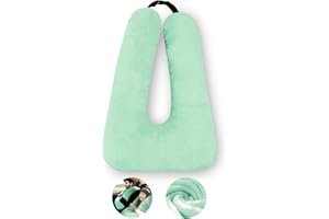 MROUEN Travel Pillow, Travel Pillow for Kids, Sleeper Hold Pillow Travel, Removable U-Shaped Pillow for Adults and Children to Support Head and Body in The Back Seat of Long Car Trips (LightGreen)