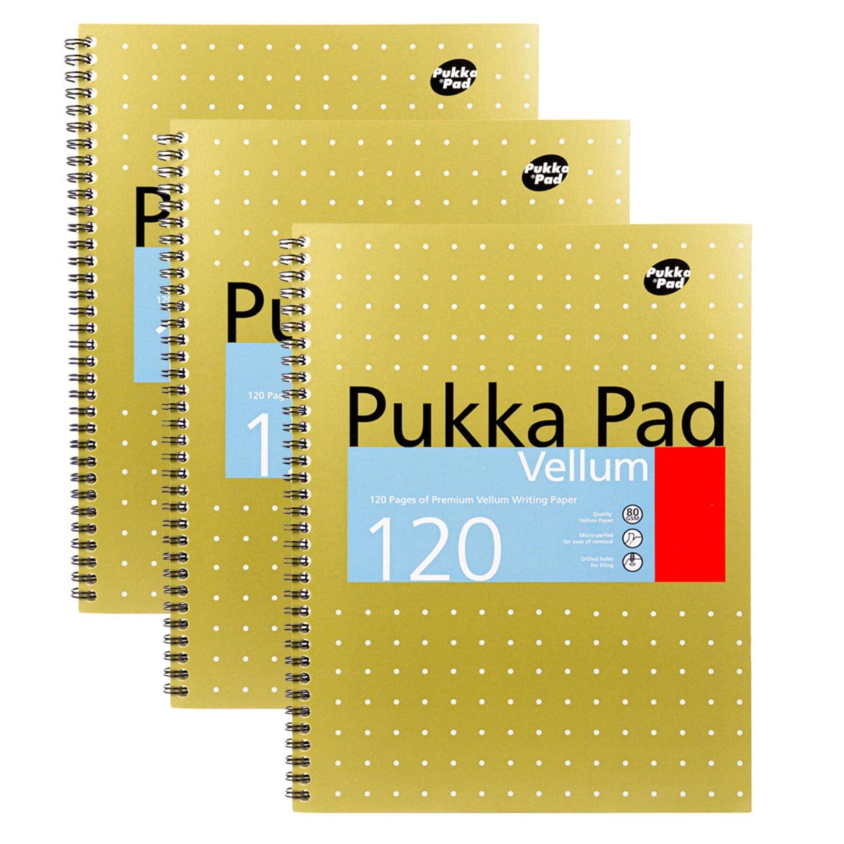 Pukka Vellum A4 Notepad Wire Bound Perforated 120 Pages Pack of 3 - Color: none