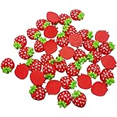 LLHDKF Rurili Mini Resin Strawberry Flat Back for Scrapbooking Embellishment DIY Craft Decors Hair Accessories 50 Pcs（A）