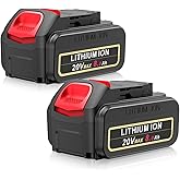 PENGJBATTER 2 Packs 8000mAh Lithium-ion Battery for Dewalt 20V Max Battery, Compatible with Dewalt 20V Battery DCB200 DCB201 DCB204 DCB206 DCB207 & DCF DCD DCG Series Power Tools