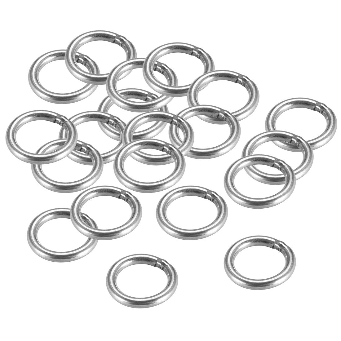 sourcing map 201 Stainless Steel O Ring 20mm(0.79") Outer Diameter 3mm Thickness Strapping Welded Round Rings 20pcs
