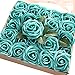 Ling's Moment Artificial Flowers 50Pcs Teal Turquoise Roses Decor w/Stems,3