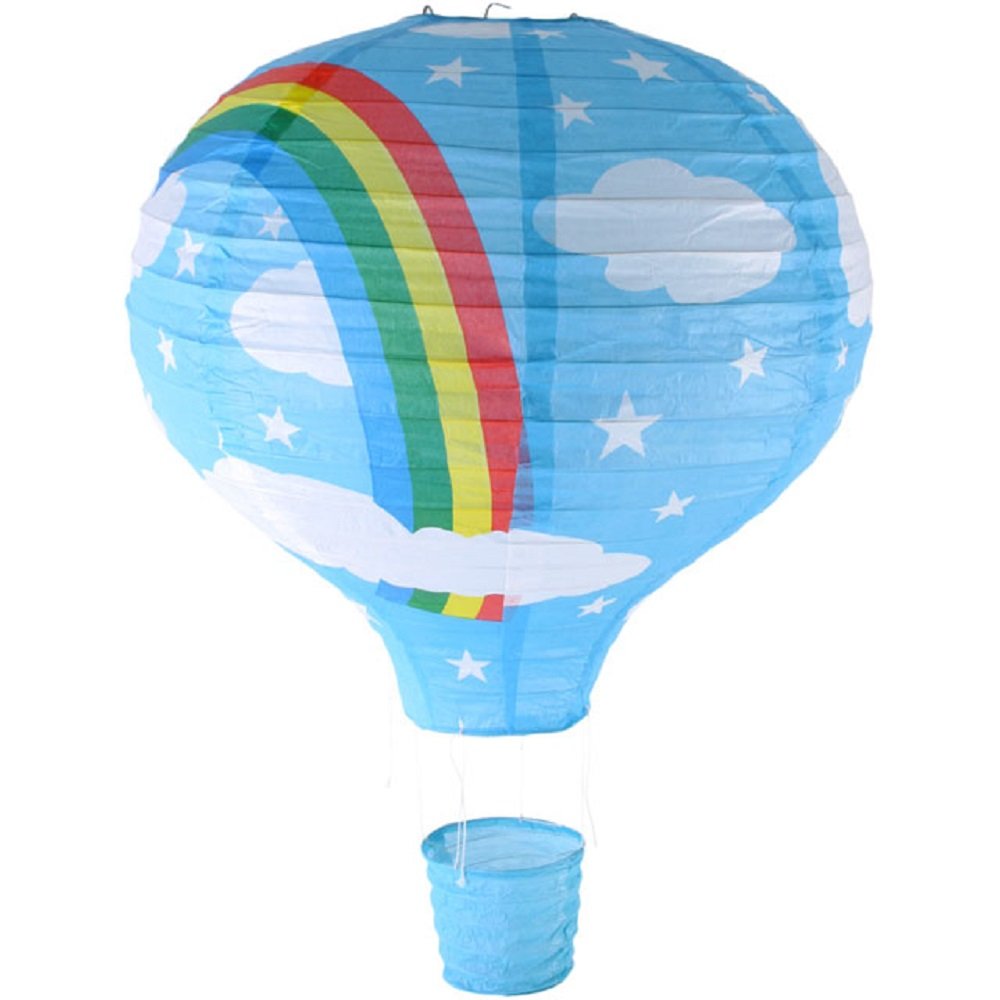Rainbow Hot Air Balloon Ceiling Light (Paper Lantern Lamp Shade) - BLUE