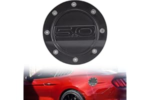 HAKA TOUGH Gas Fuel Filler Door Cover for 2015 2016 2017 2018 2019 2020 Ford Mustang GT,Gas Tank Cap Cover with 5.0 Logo Accessories,Black,1PCS
