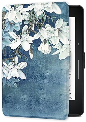Young me martShell Case for Kindle Voyage with Hand Strap - The Thinnest and Lightest Leather Cover Auto Sleep / Wake for Amazon Kindle Voyage E-reader (Kapok)