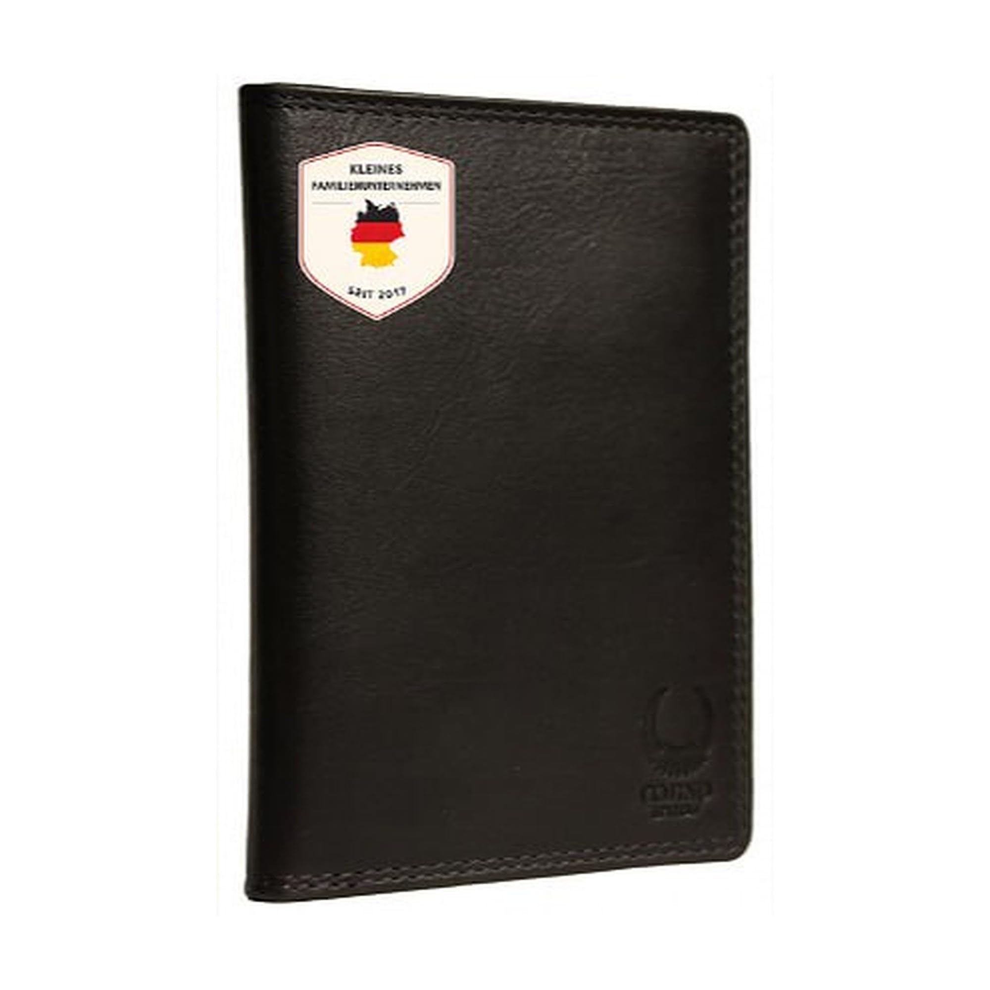 Corno d´Oro Premium Passport Cover Leather with RFID Protection, Handmade Vehicle Registration Certificate Case for Driving Licence, Passport, EC Cards, Slim Passport Organiser in Gift Box, black, S